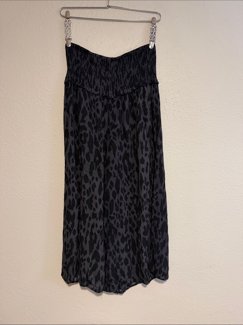 Black Animal Print wide leg crop pants